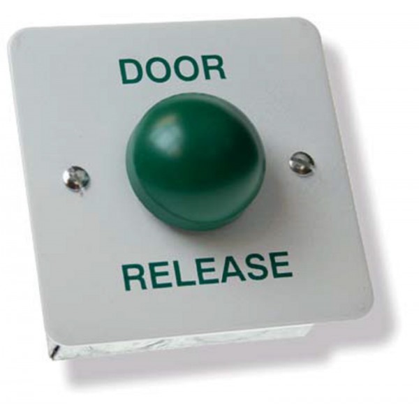 Stainless Steel Door Release White with Green Dome Button